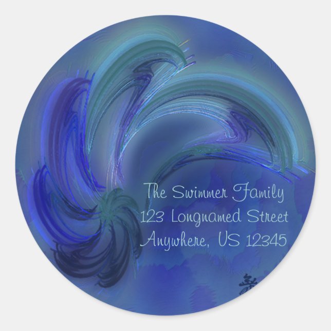 Dance of the Dolphins Abstract Art Classic Round Sticker (Front)
