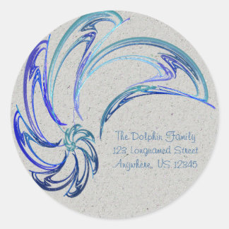Dance of the Dolphins Abstract Art Classic Round Sticker