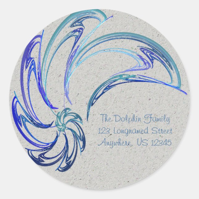 Dance of the Dolphins Abstract Art Classic Round Sticker (Front)