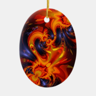 Dance of the Dragons - Indigo & Amber Eyes  Artist Ceramic Tree Decoration