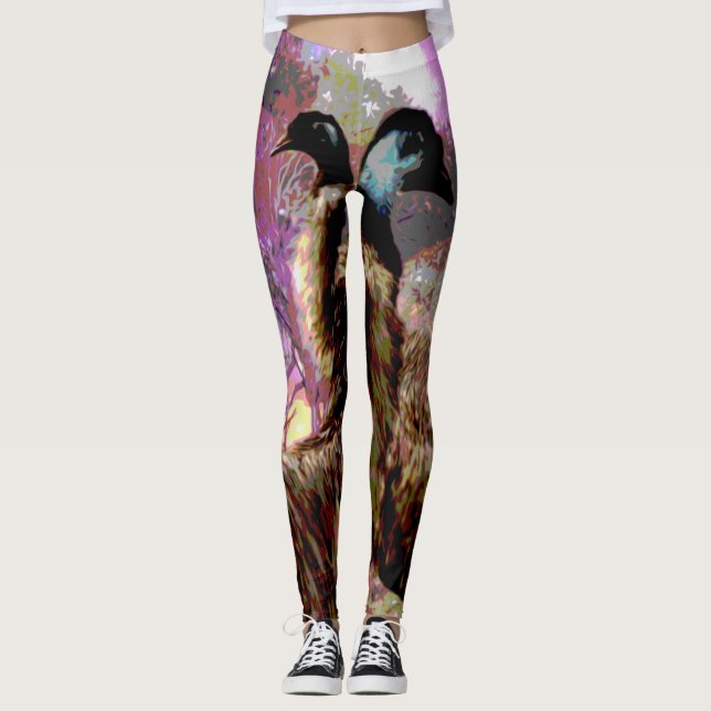 Dance Of The Emu Watercolour, Leggings (Front)