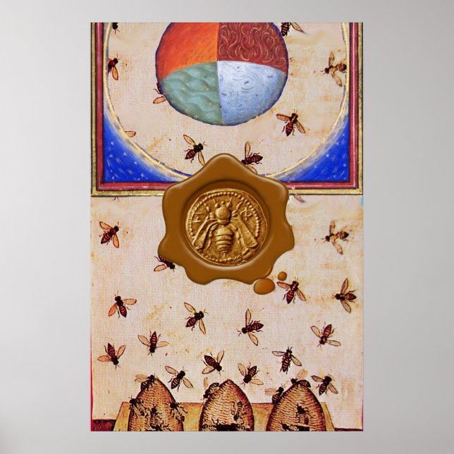 DANCE OF THE HONEY BEES  WITH 4 ELEMENTS,Wax Seal Poster (Front)