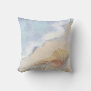 Dance of the Sea Trumpet Shell Beach Ocean Sand Cushion