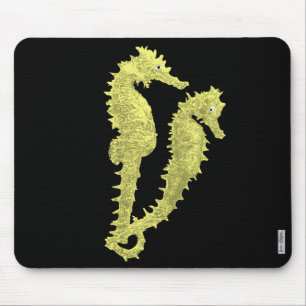 Dance Of The Seahorses (Yellow) Mouse Mat