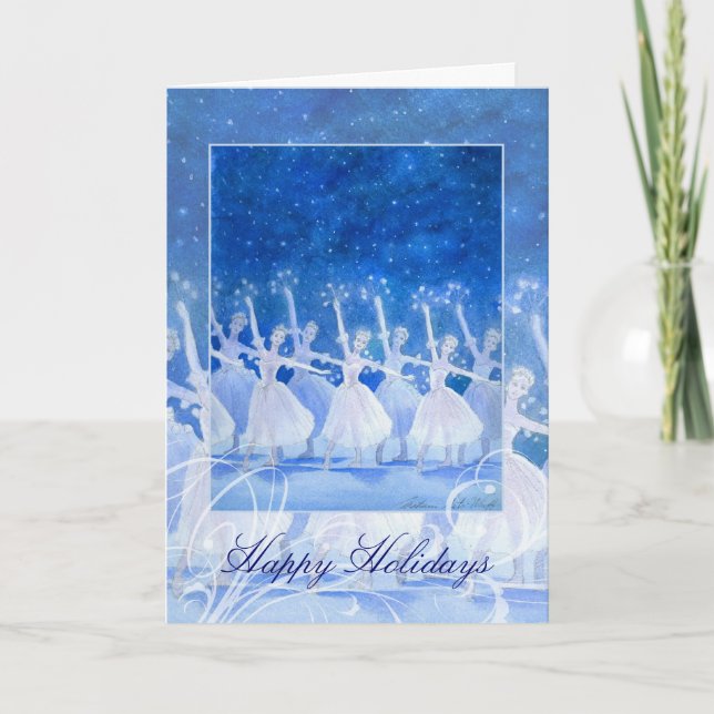 Dance of the Snowflakes Holiday Greeting Card (Front)