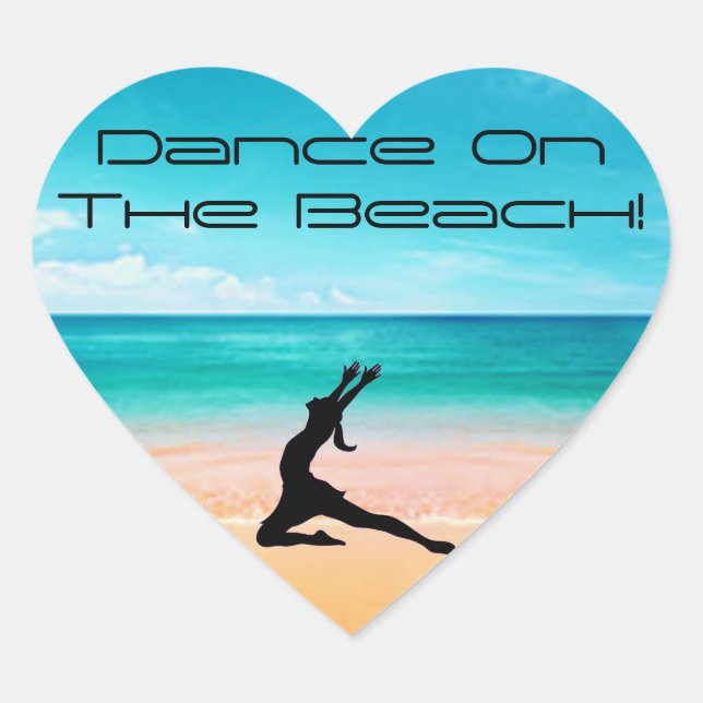 Dance on the Beach - Sand & Ocean   Heart Sticker (Front)