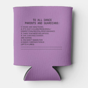 Dance Parent Reminder Apple Lavender Can Cooler