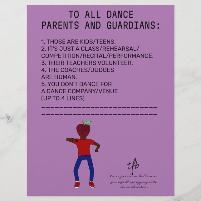 Dance Parent Reminder Apple Lavender Flyer (Front)