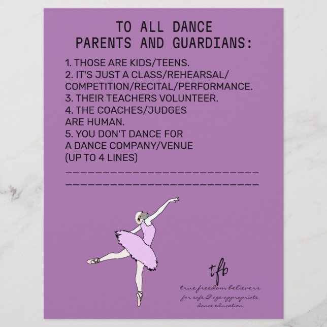 Dance Parent Reminder Sheep Lavender Flyer (Front)