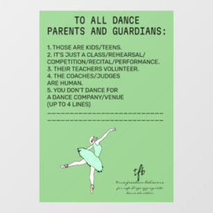Dance Parent Reminder Sheep Sage Window Cling