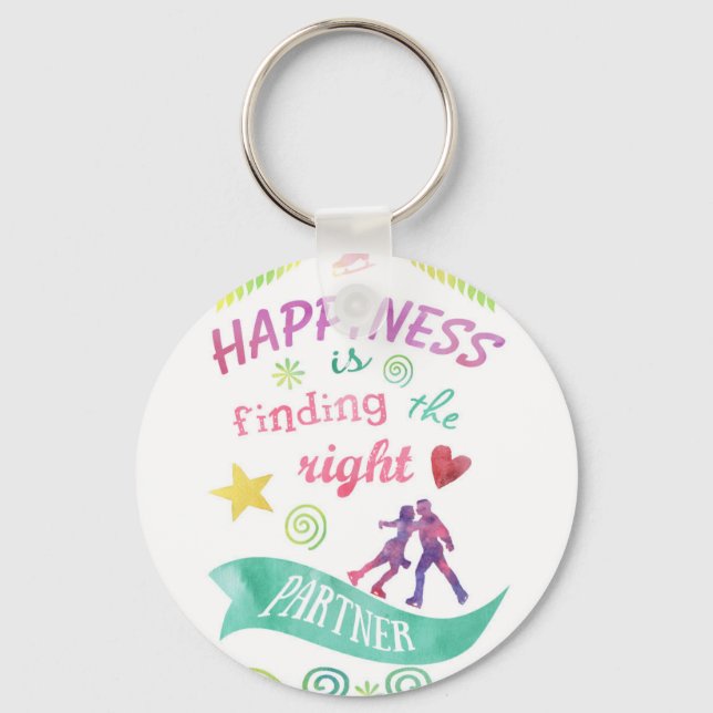 Dance Partner Ice Skate Design Key Ring (Front)