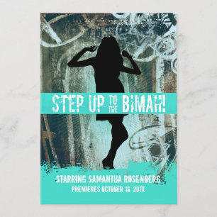 Dance Party Bat Mitzvah Invitation in Turquoise