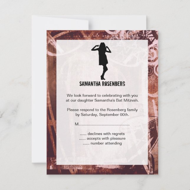 Dance Party Bat Mitzvah RSVP Reply Card (Front)