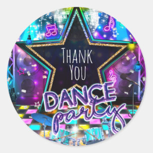DANCE PARTY Birthday Musical Pop Rock Dance Favour Classic Round Sticker