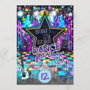 DANCE PARTY Birthday Musical Rock Star Invitation