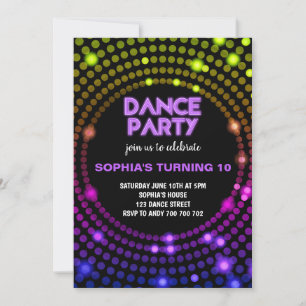 Dance Party Disco 80s Disco Ball Girls Birthday Invitation