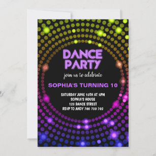 Dance Party Disco 80s Disco Ball Girls Birthday Invitation