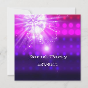 Dance Party Event Pink Purple Silver Mirrorball Invitation