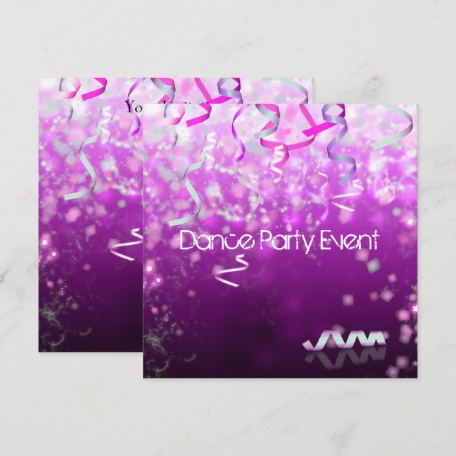 Dance Party Event Streamers Invitation (Front/Back)