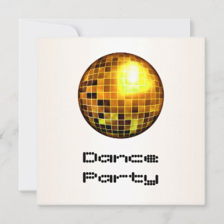 Dance Party Event White Gold Mirrorball Invitation