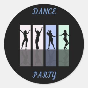 Dance party glossy stickers. classic round sticker