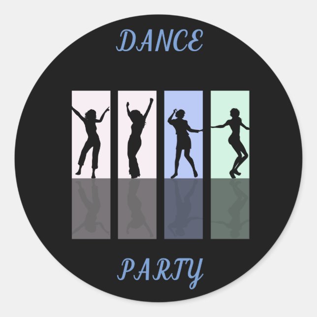 Dance party glossy stickers. classic round sticker (Front)
