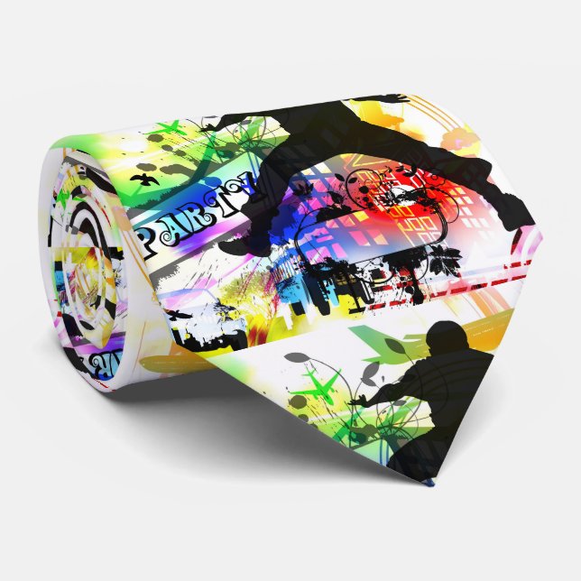 Dance Party Graffiti Tie (Rolled)