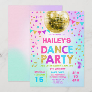 Dance Party Invitation Glow Disco Party Invite