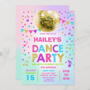 Dance Party Invitation Glow Disco Party Invite