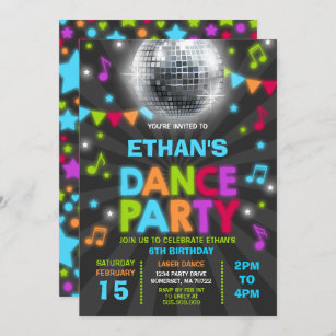 Dance Party Invitation Glow Disco Party Invite