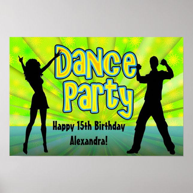 Dance Party, Neon Green/Black Poster (Front)