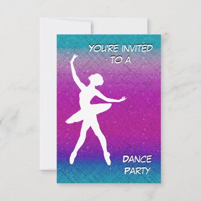 Dance Pink Purple Turquoise Ombre Party Invitation (Front)
