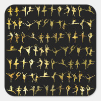 Dance poses pattern (gold) - dance, ballet, yoga