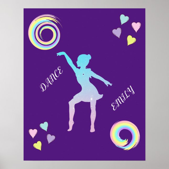 Dance poster with hearts & swirls. (Front)