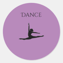 Dance purple round stickers.