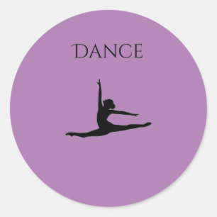 Dance purple round stickers. classic round sticker