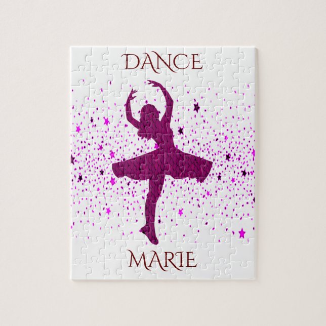 Dance puzzle for girls. Personalised name. (Vertical)