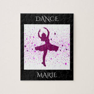 Dance puzzle for girls. Personalized name.