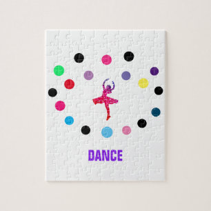 Dance puzzle with coloured dots.