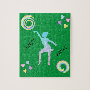 Dance puzzle with hearts & swirls.