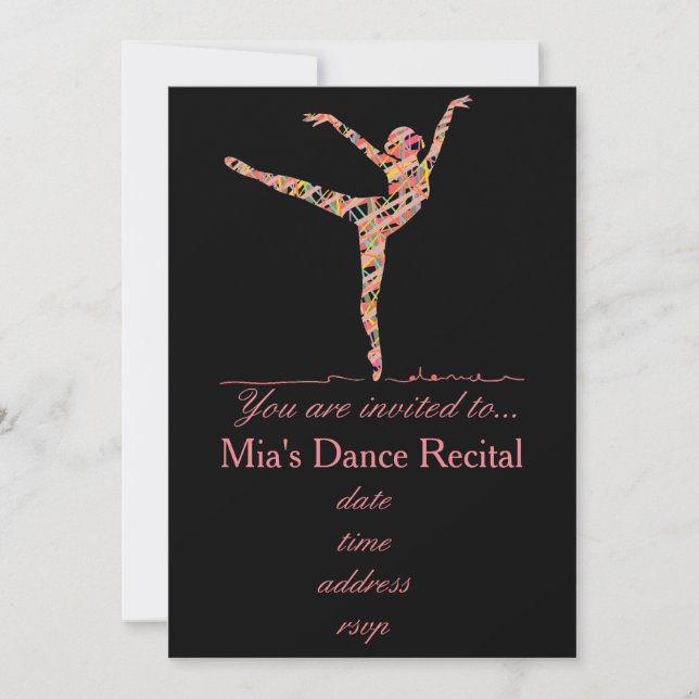 Dance recital ballet or modern dance invitation (Front)