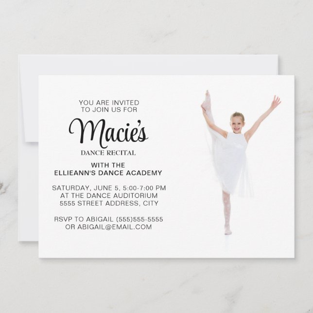 Dance Recital Photo Invitation (Front)