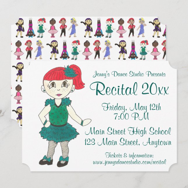 Dance School Studio Annual Recital Showcase Show Invitation (Front/Back)