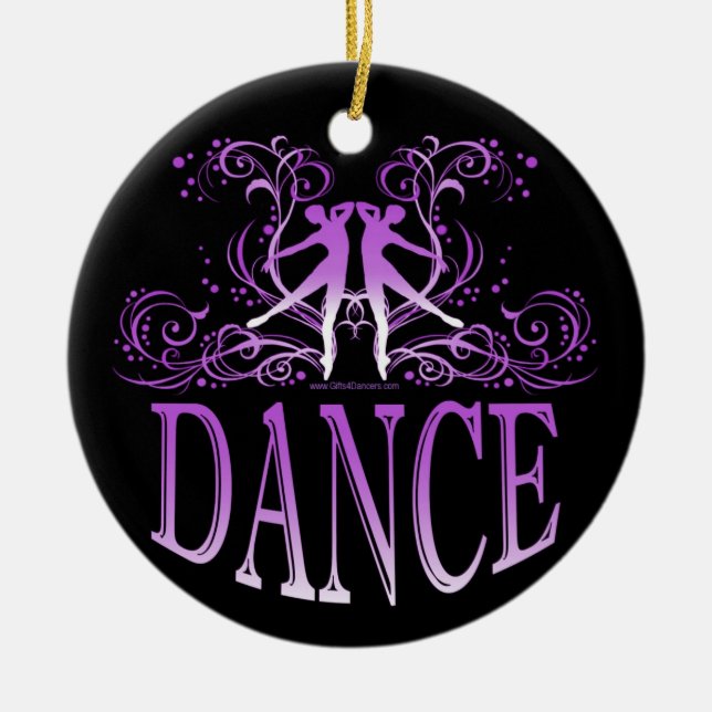 Dance Scrolls Porcelain Ornament (purple) (Front)