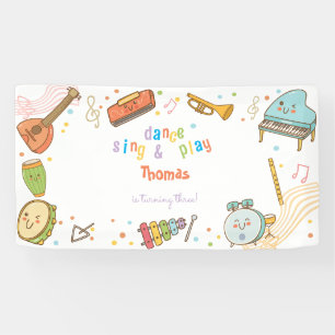 Dance sing and play kids birthday banner