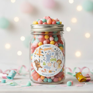 Dance sing and play kids birthday classic round sticker