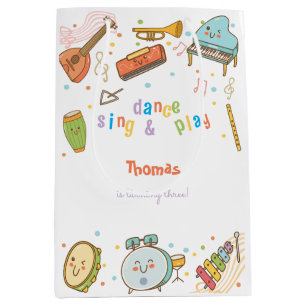 Dance sing and play kids birthday medium gift bag