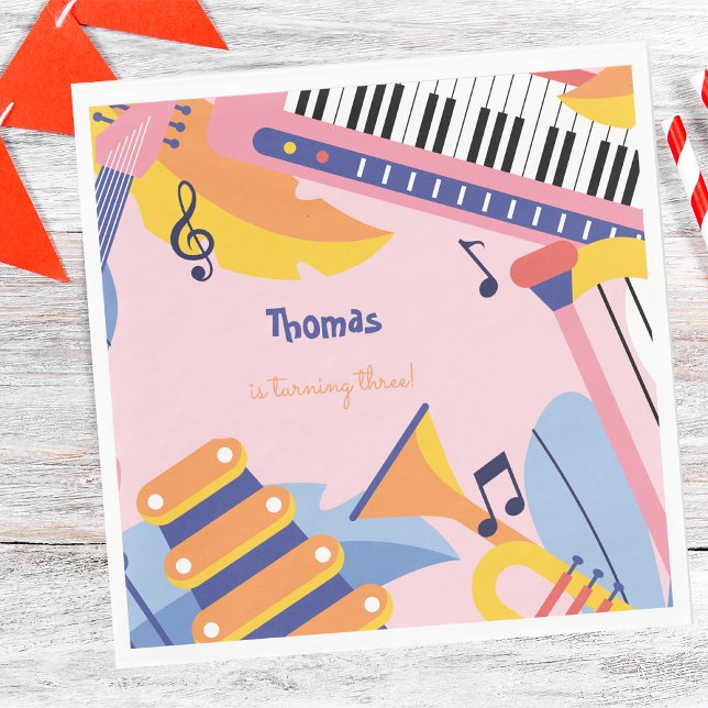 Dance sing and play kids birthday napkin (Creator Uploaded)