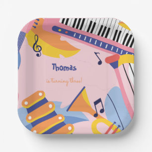 Dance sing and play kids birthday paper plate