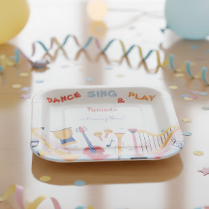 Dance sing and play kids birthday paper plate